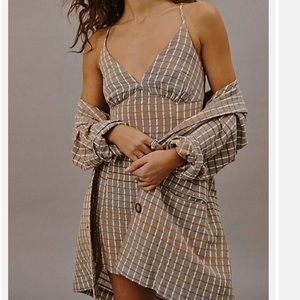 Free People Plaid Linen Dress